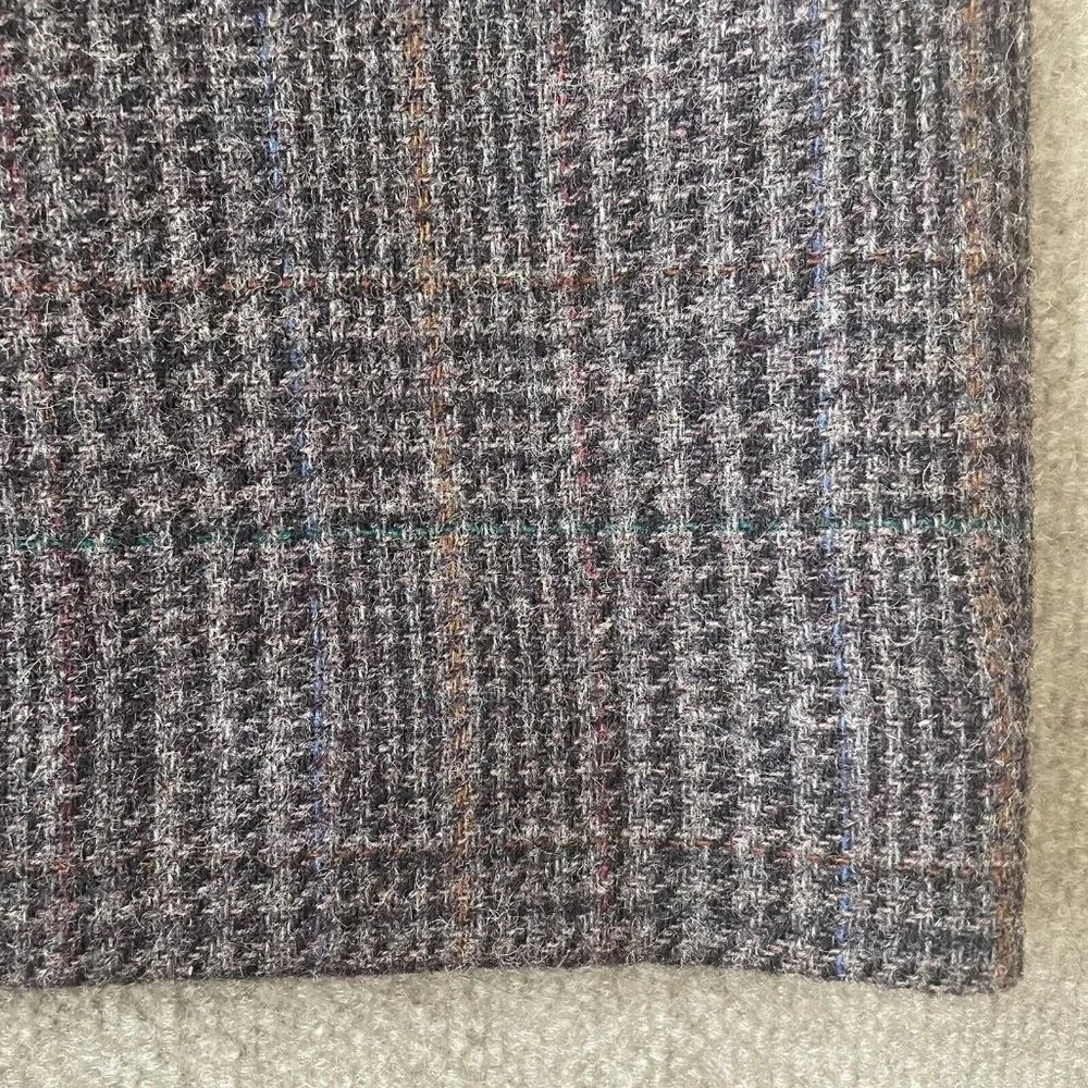Vintage Bretton Place Skirt Womens 12 Grey Multicolor Plaid 100% Wool Lined Slit